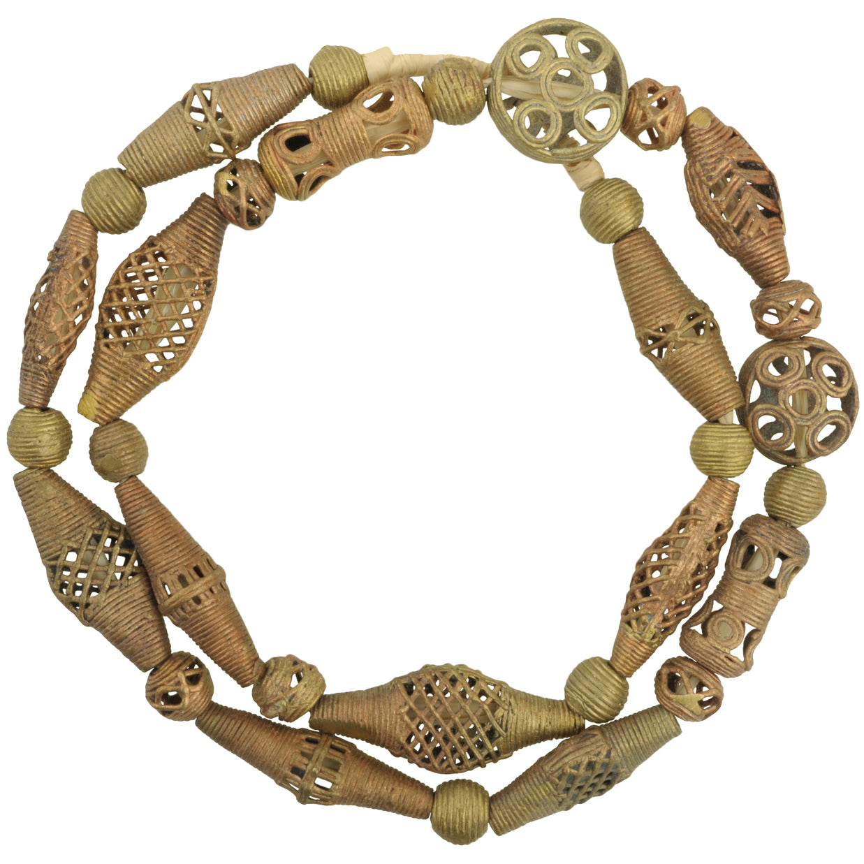 Unique Handmade African Brass Beads From Ghana - 26 3/4" Strand