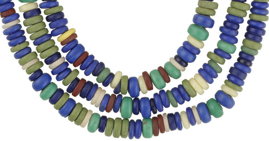 Old Bohemian Czech Glass Trade Beads Spacer Disks, Vintage 5-7Mm - alternate view