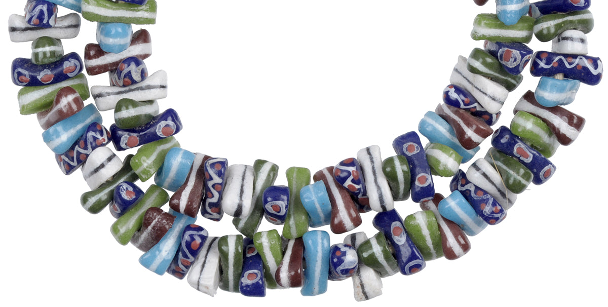 African Trade Beads - Fancy Krobo Powder Glass Spacers 18Mm - alternate view