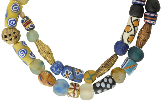 African Trade Beads - Krobo Glass & Brass Beads From Ghana - alternate view