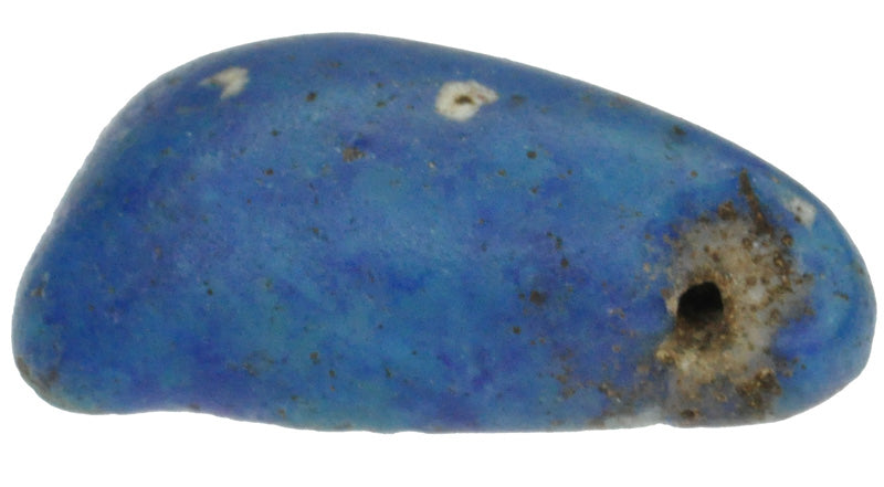 Rare Large Blue Kiffa Glass Bead - Handmade In Mauritania - angled shot