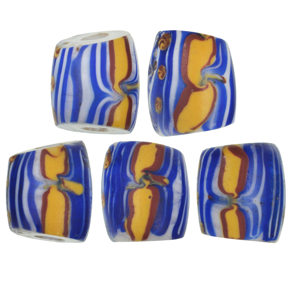 Rare Antique Fancy Oval Venetian Lampwork Glass Trade Beads 10-11Mm