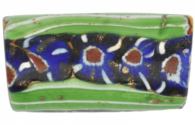 Antique Rare Millefiori Trade Bead With Aventurine - Venetian Mosaic Glass Bead - close-up