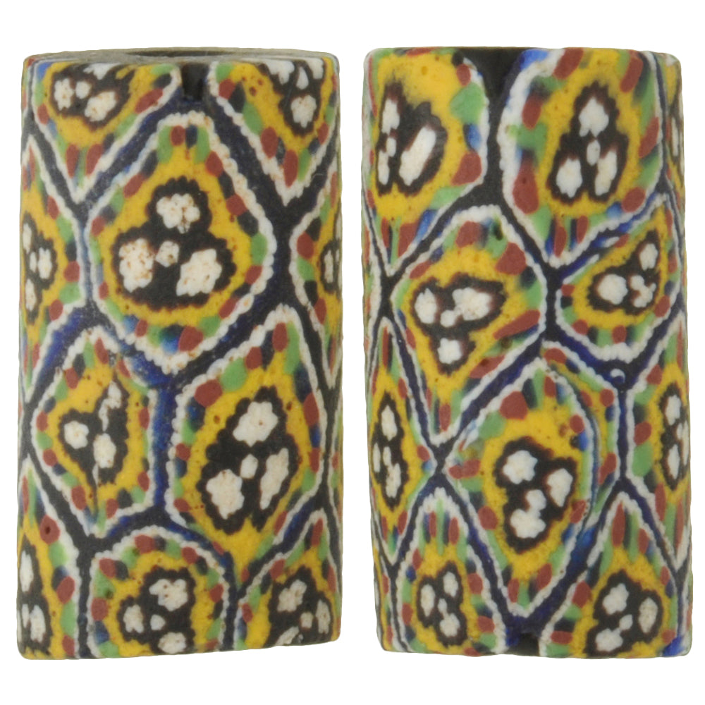 Rare Antique Large Millefiori Mosaic Glass Trade Beads - 20X10Mm