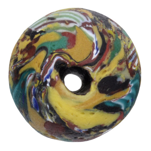 Large Recycled African Trade Bead - Venetian Millefiori & Chevron - close-up