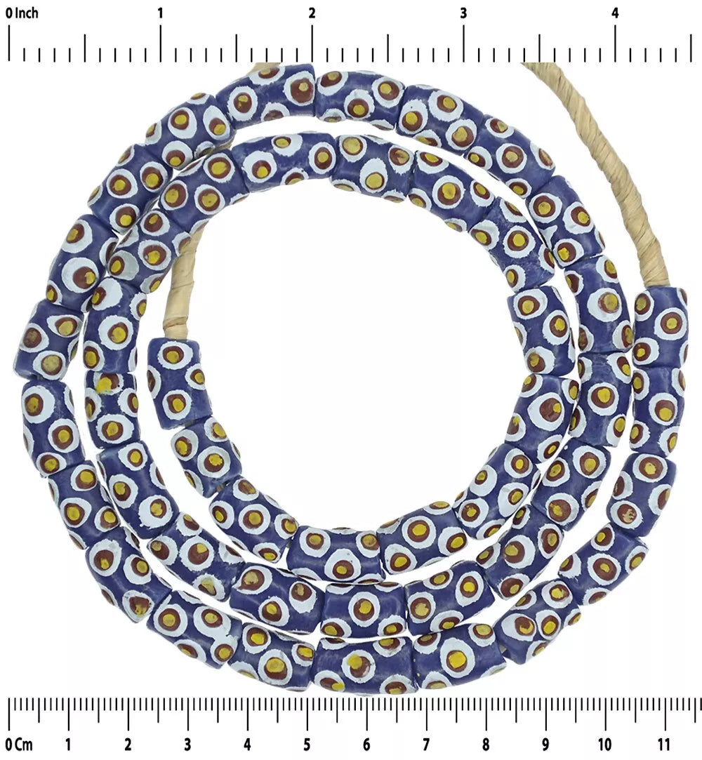 Fancy Ghana Krobo Glass Beads - African Trade Recycled Glass, 9-10Mm - close-up