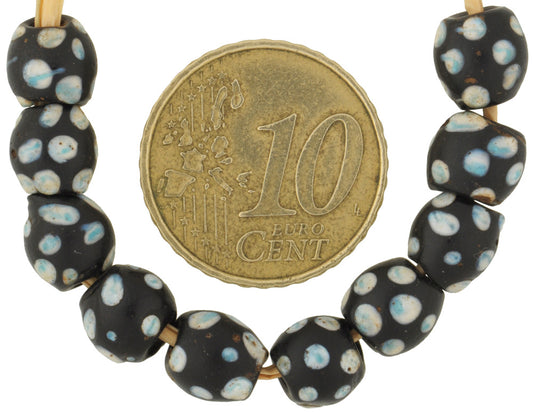 Antique Black Skunk Fancy Venetian Wound Glass Trade Beads 7Mm - alternate view