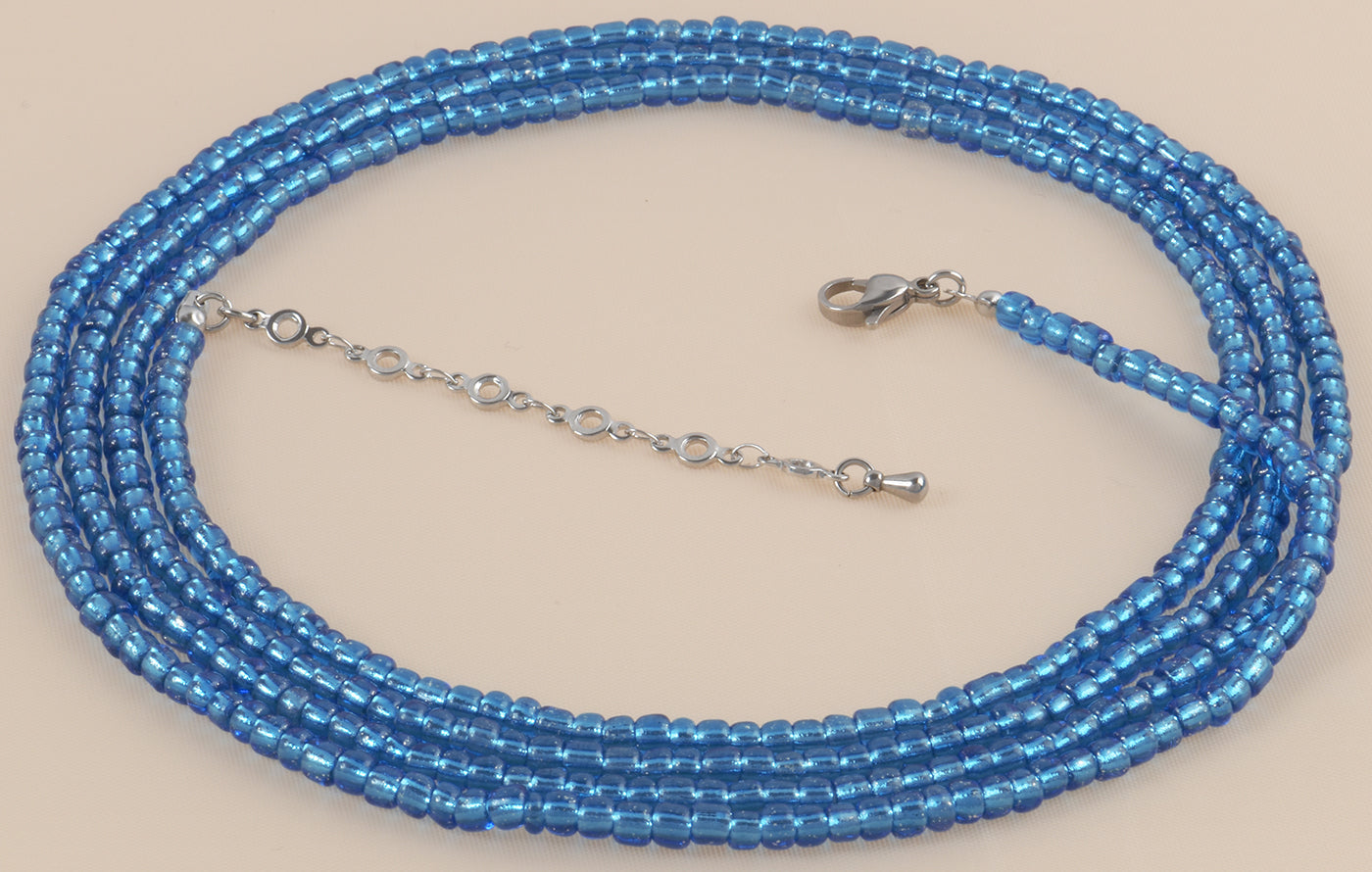 Extension Chain Deep Ocean Blue Waist Beads – African Handmade Body Jewelry