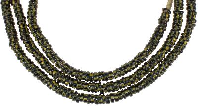 Old Strand Of Yellow Jacket Chevron Beads 5Mm, 26.5", Venetian 1900S - alternate view