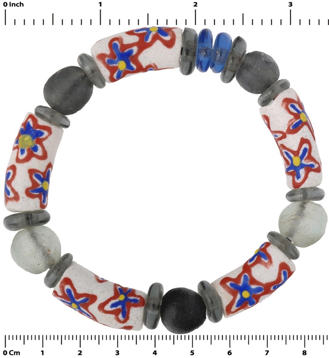 African Glass Trade Bead Bracelet - Handmade In Ghana - zoomed-in detail