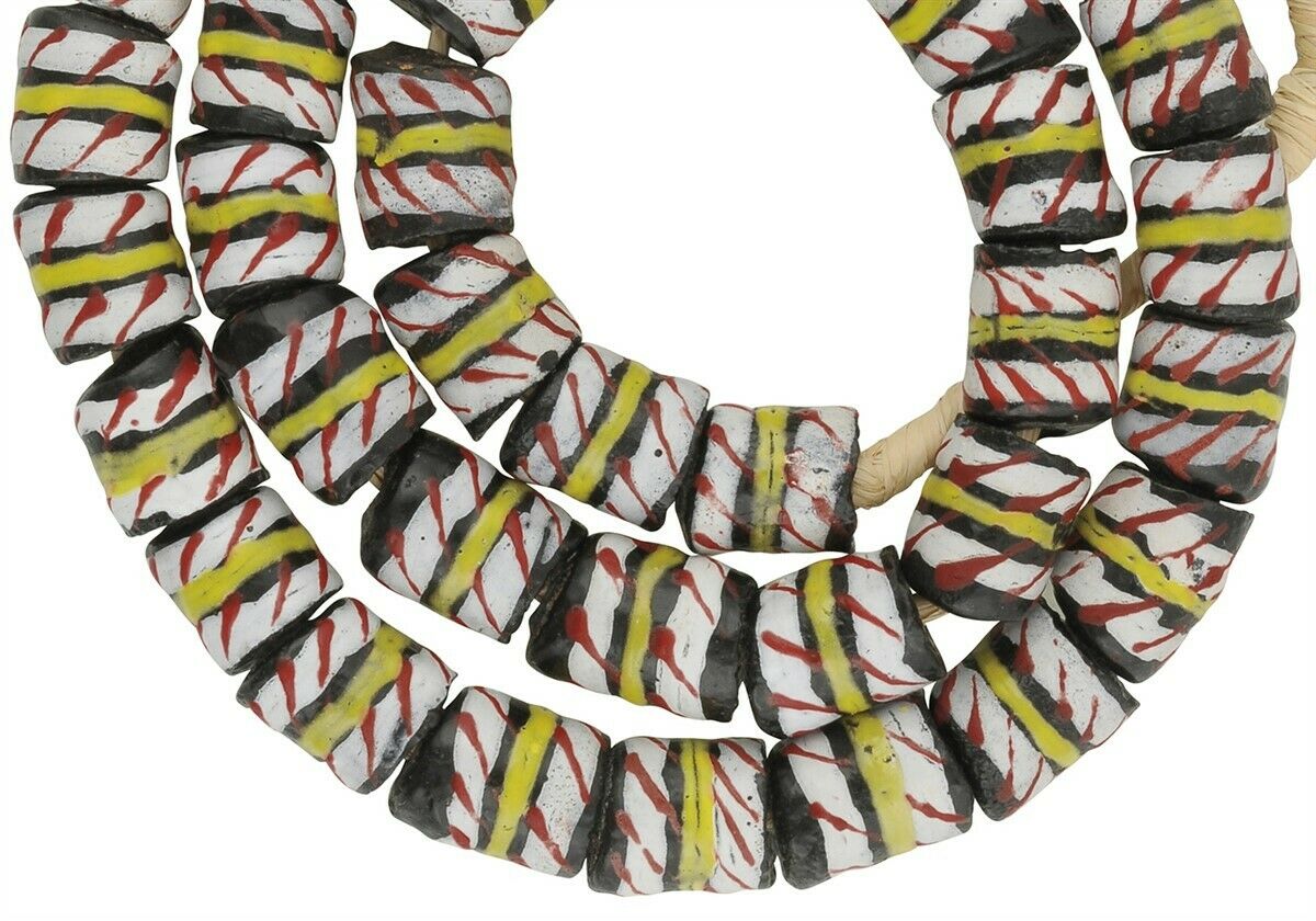 African Beads Handmade Recycled Glass Powder Krobo Ghana - close-up