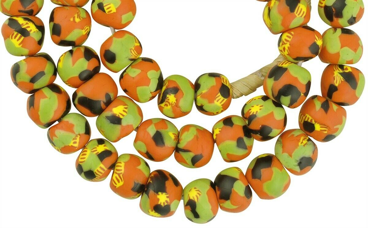 Handmade Krobo Glass Beads - 12-13Mm Recycled African Trade Beads - alternate view