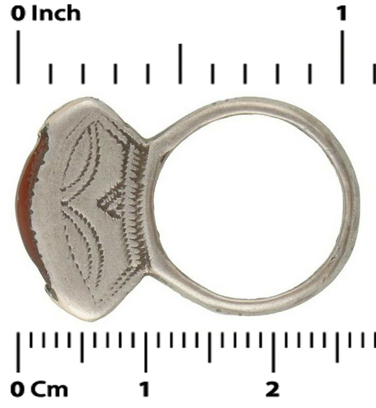 Vintage Tuareg Silver Ring with Agate – Sahara Nomad Ethnic Jewelry