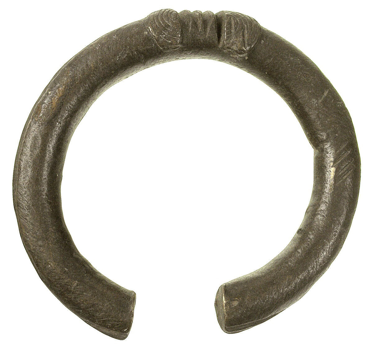 Antique African Brass Bronze Bracelet Currency Akan Fulani Ghana West Africa Art - zoomed-in detail