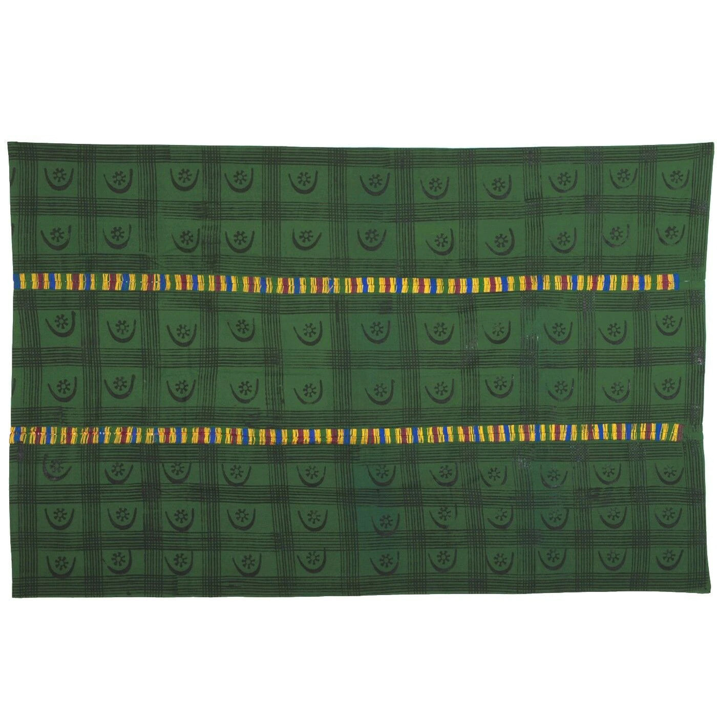 Hand Stamped Adinkra Cloth – Vintage 1980s Women Size 63" × 41"