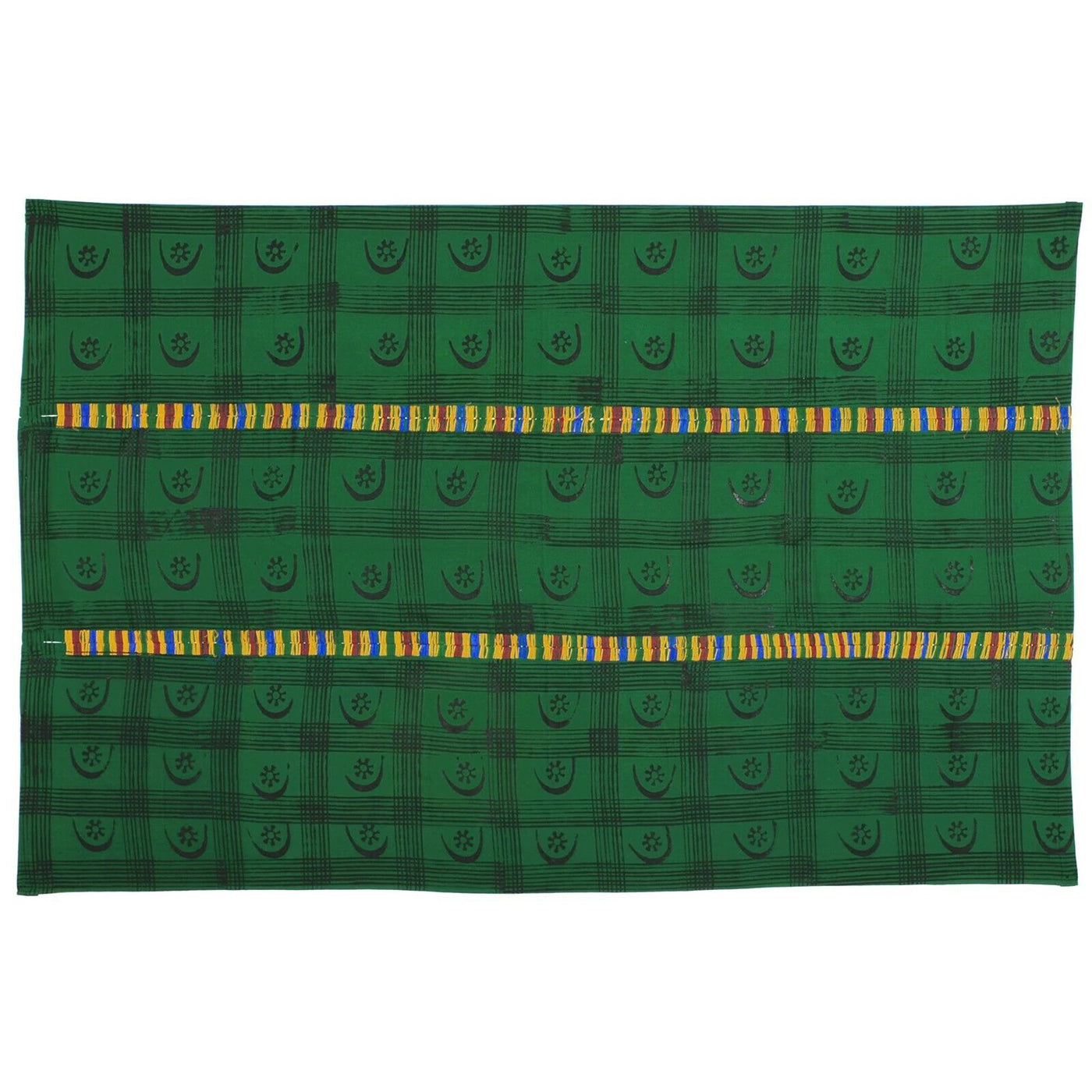 Hand Stamped Adinkra Cloth – Vintage 1980s Woman Size, 64″×41½″
