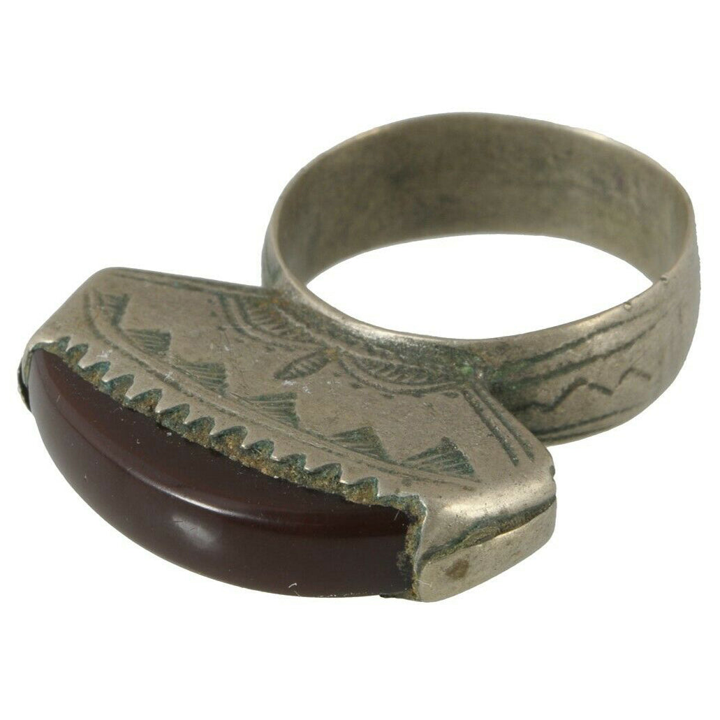Authentic Tuareg Silver Ring with Agate – TribalGH
