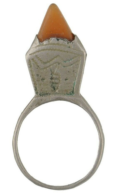 Vintage Tuareg Silver Ring with Carnelian