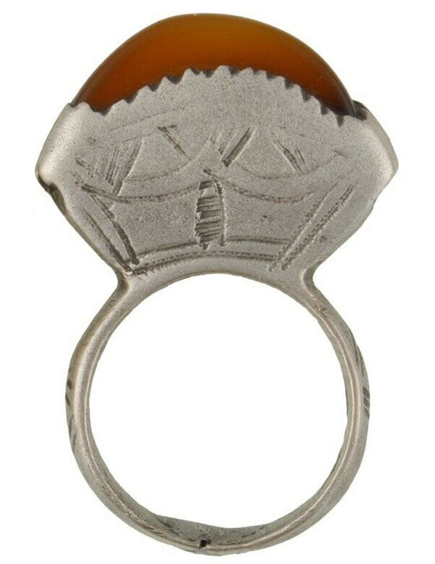 Old Tuareg Ring Silver Ethnic Jewelry African Niger Mali West Africa - angled shot