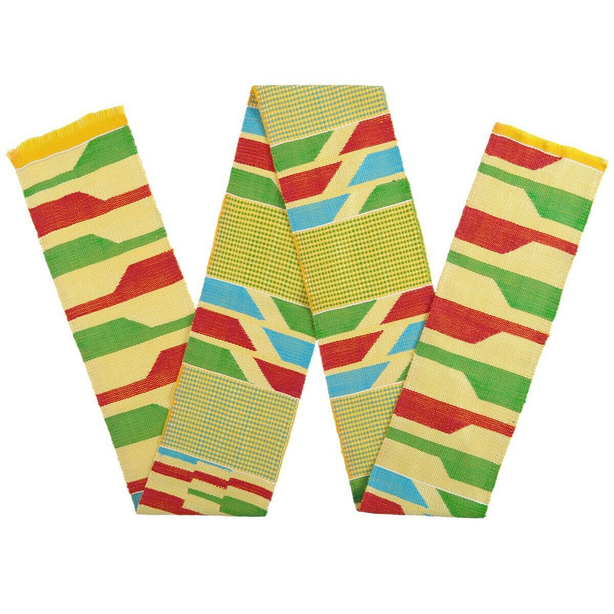 Authentic Handwoven Kente Scarf - Ghanaian Double-Woven Stole