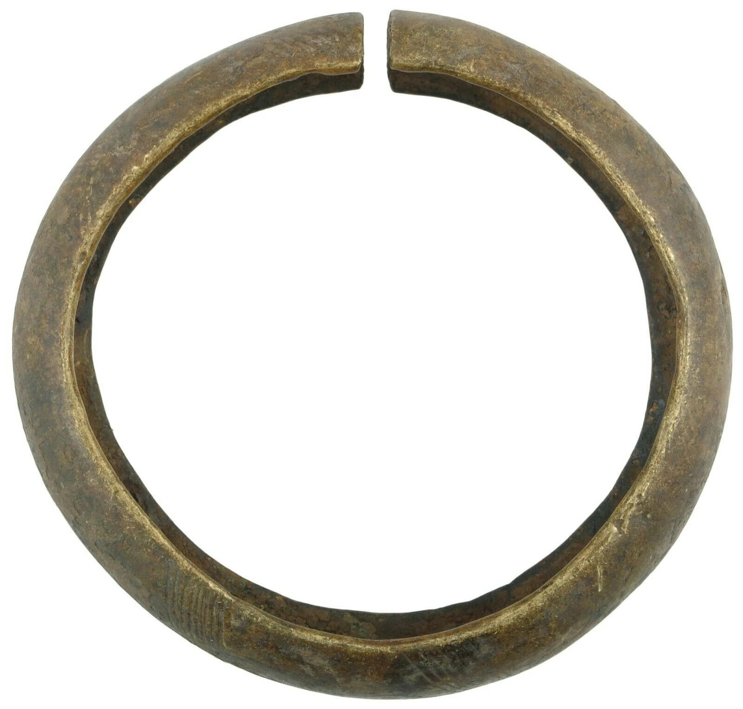 African Art Old Brass Bronze Bracelet Currency Ghana Fulani West Africa - zoomed-in detail