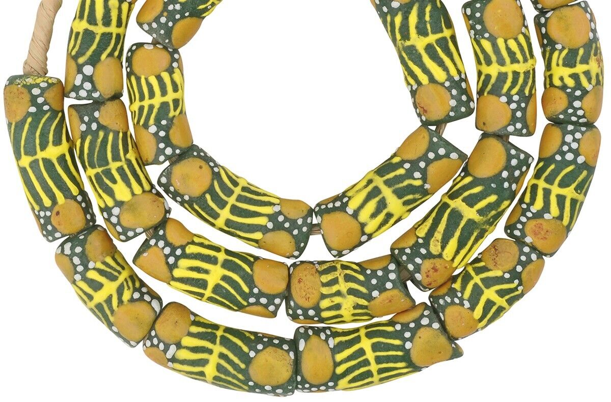 Authentic Krobo Glass Beads - Recycled African Trade Beads - close-up