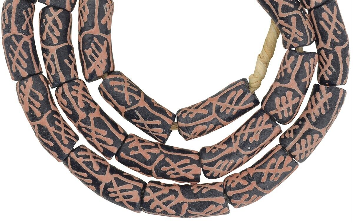 Handmade African Trade Beads: 10-11Mm Krobo Recycled Glass Beads - close-up