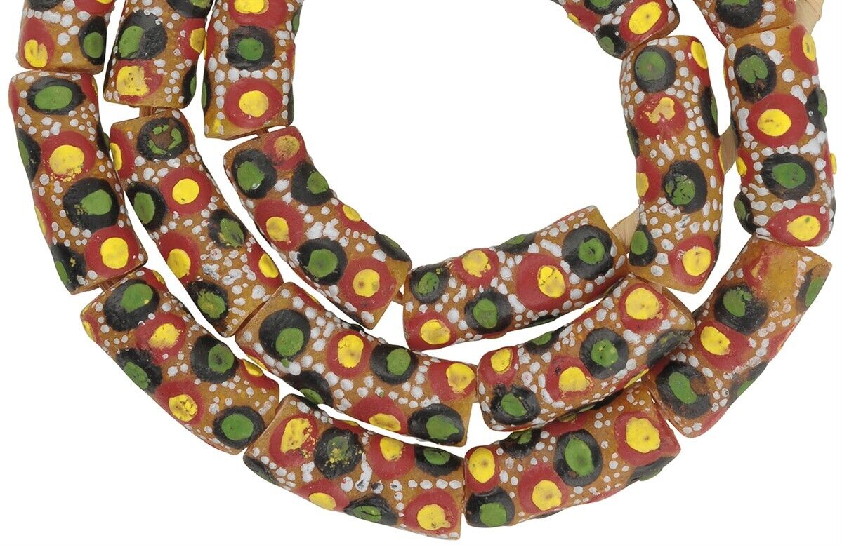 Authentic Ghana Krobo Glass Beads Recycled African Trade - close-up