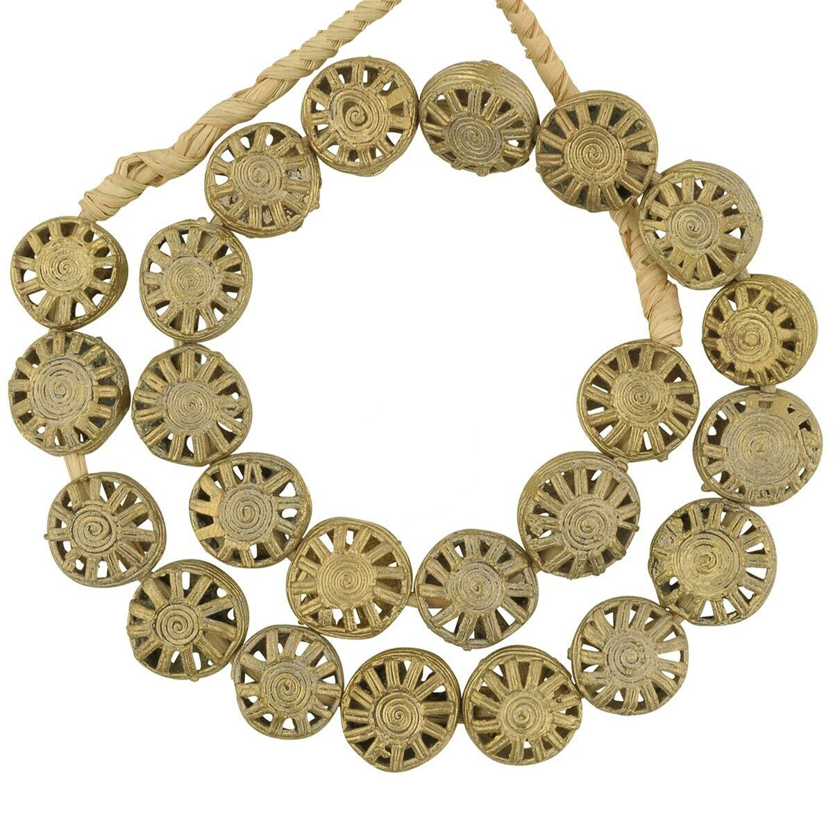 Handcrafted African Tabular Brass Beads From Ghana