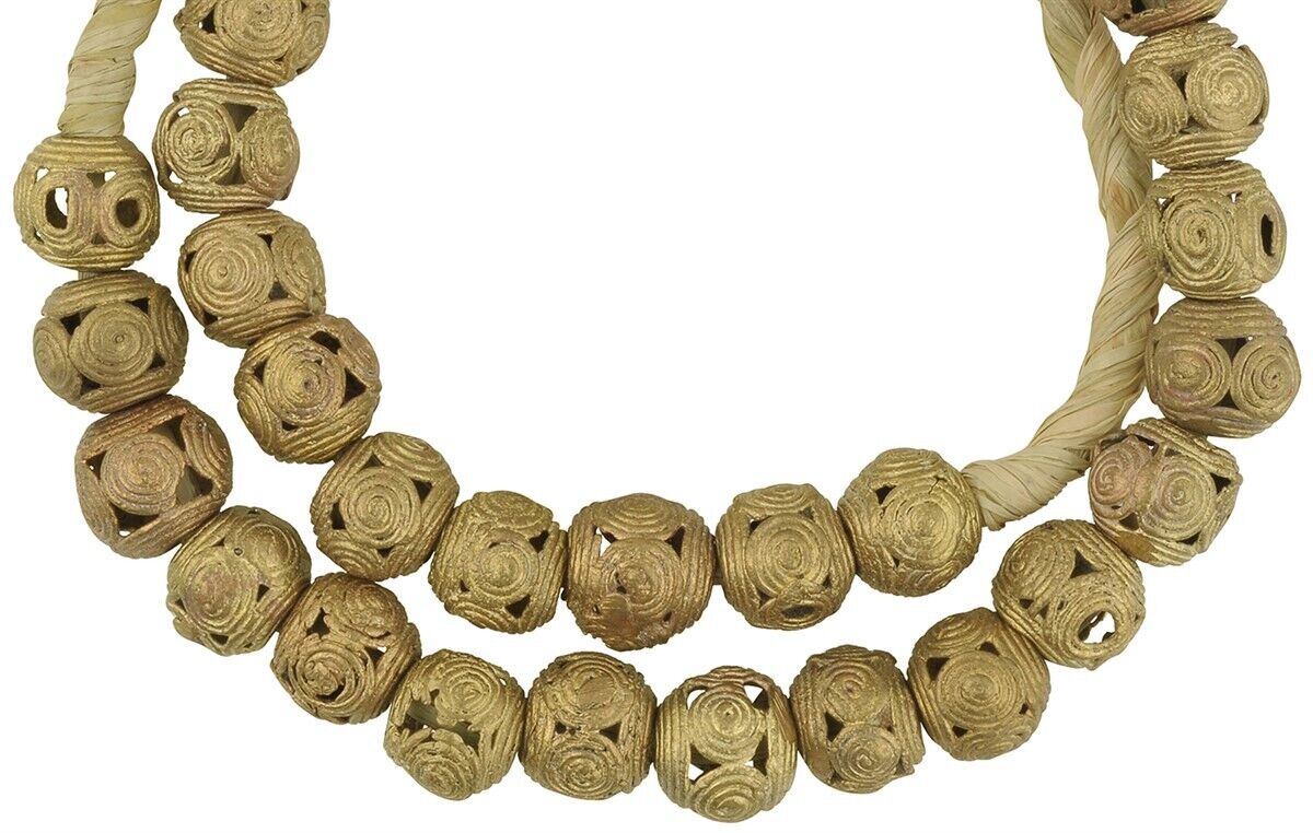 Ghanaian New Round Brass Beads - Handcrafted By Ashanti Artisans - close-up