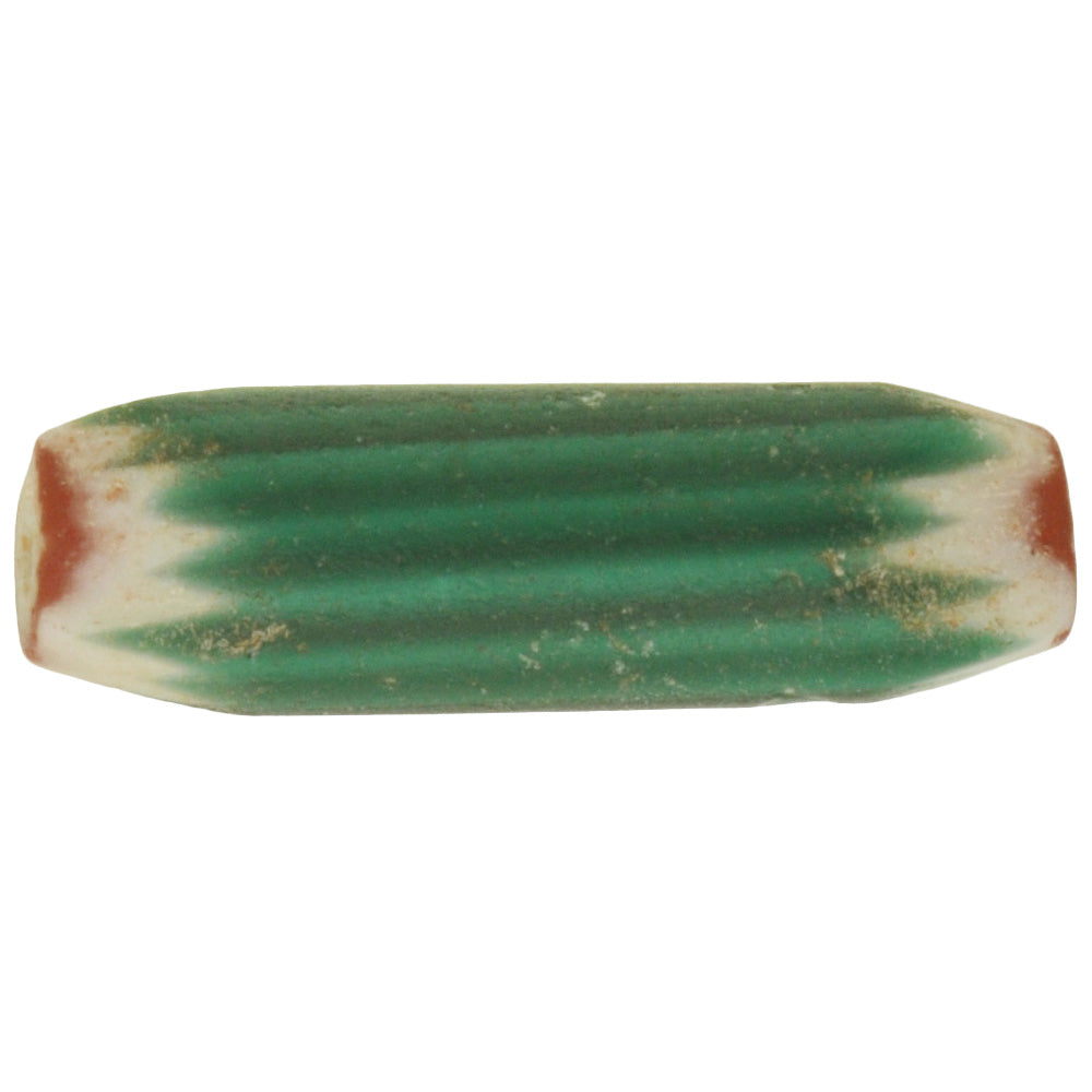 Old Large Green 4-Layer Chevron Bead - Antique Venetian Glass