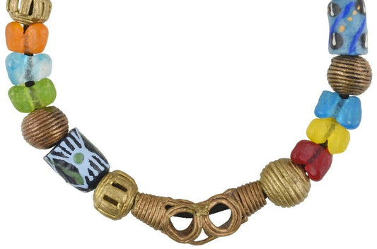 Handmade Beaded Bracelet - African Glass & Brass Beads Bracelet - alternate view