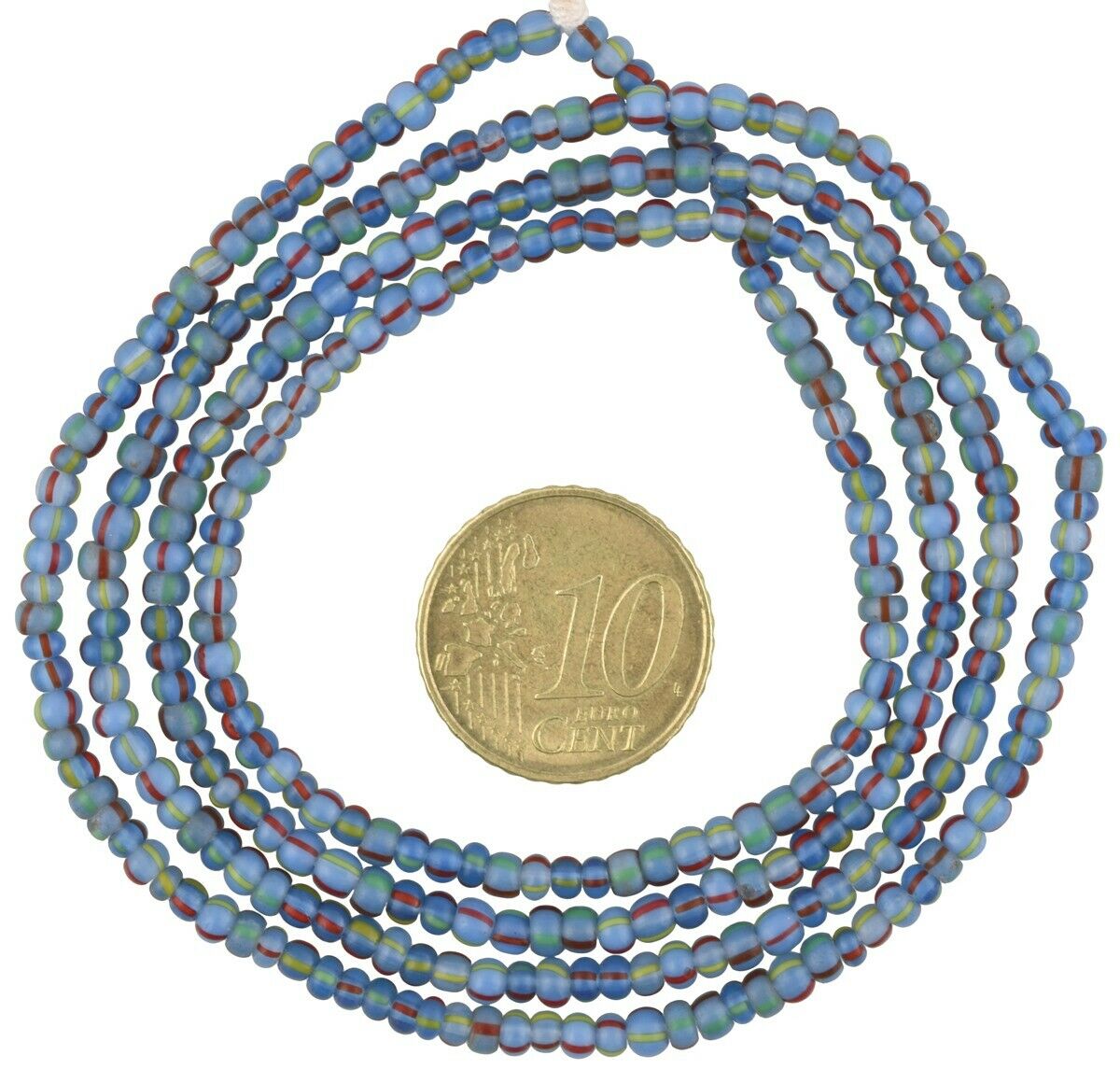 Striking Old Venetian 3 mm Translucent Blue Striped Seed Beads Strand
