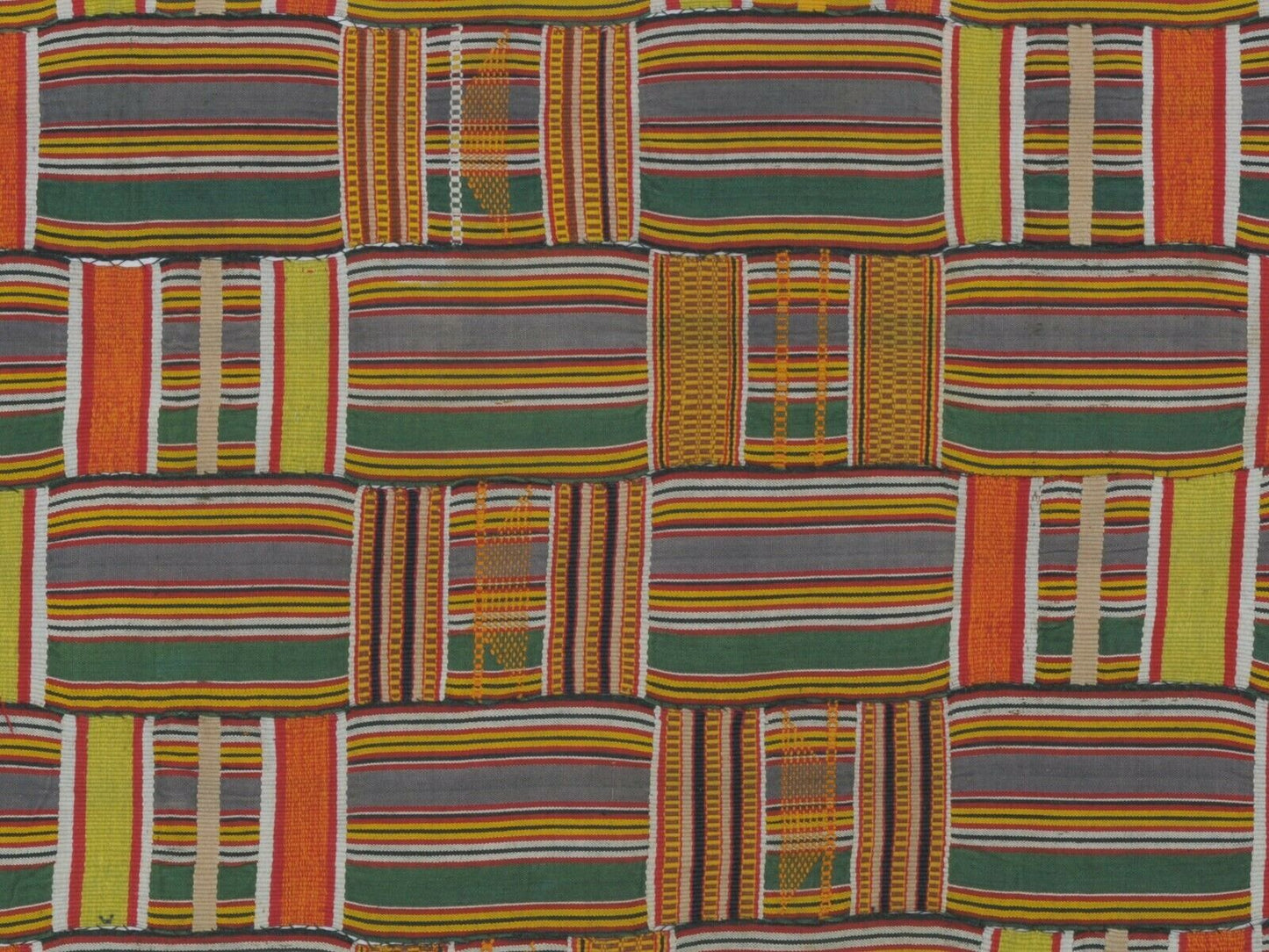 Vintage Mid‑1900s Handwoven Ewe Kente Cloth – Large Ghanaian Textile