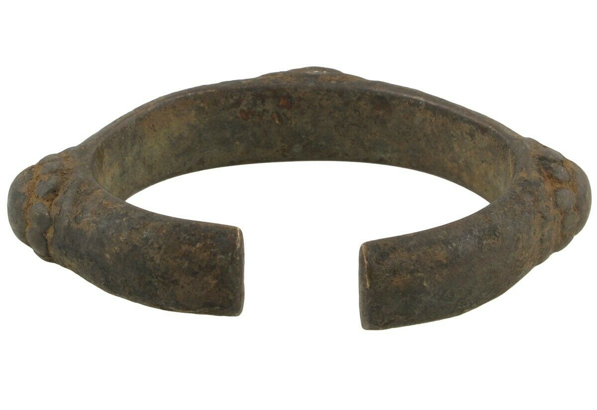 Old African Brass Bronze Bracelet Currency Fulani Ashanti Ghana Burkina Faso - close-up