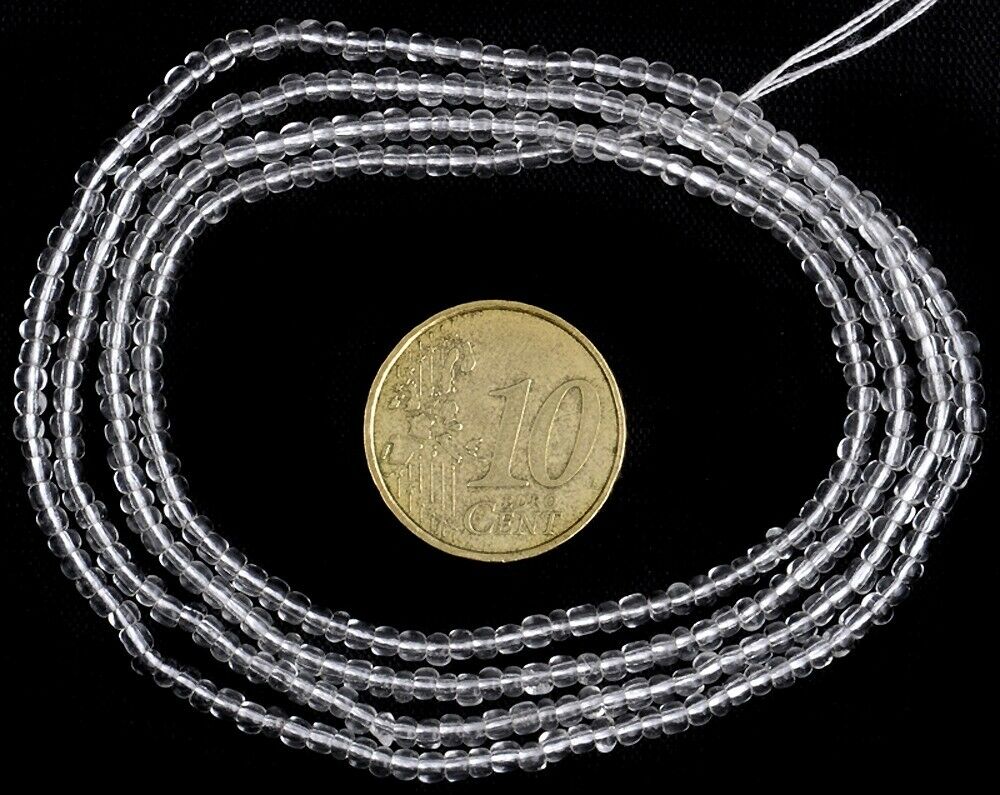 Unique Translucent 2 mm Old Venetian Drawn Seed Beads Strand, ~70 cm