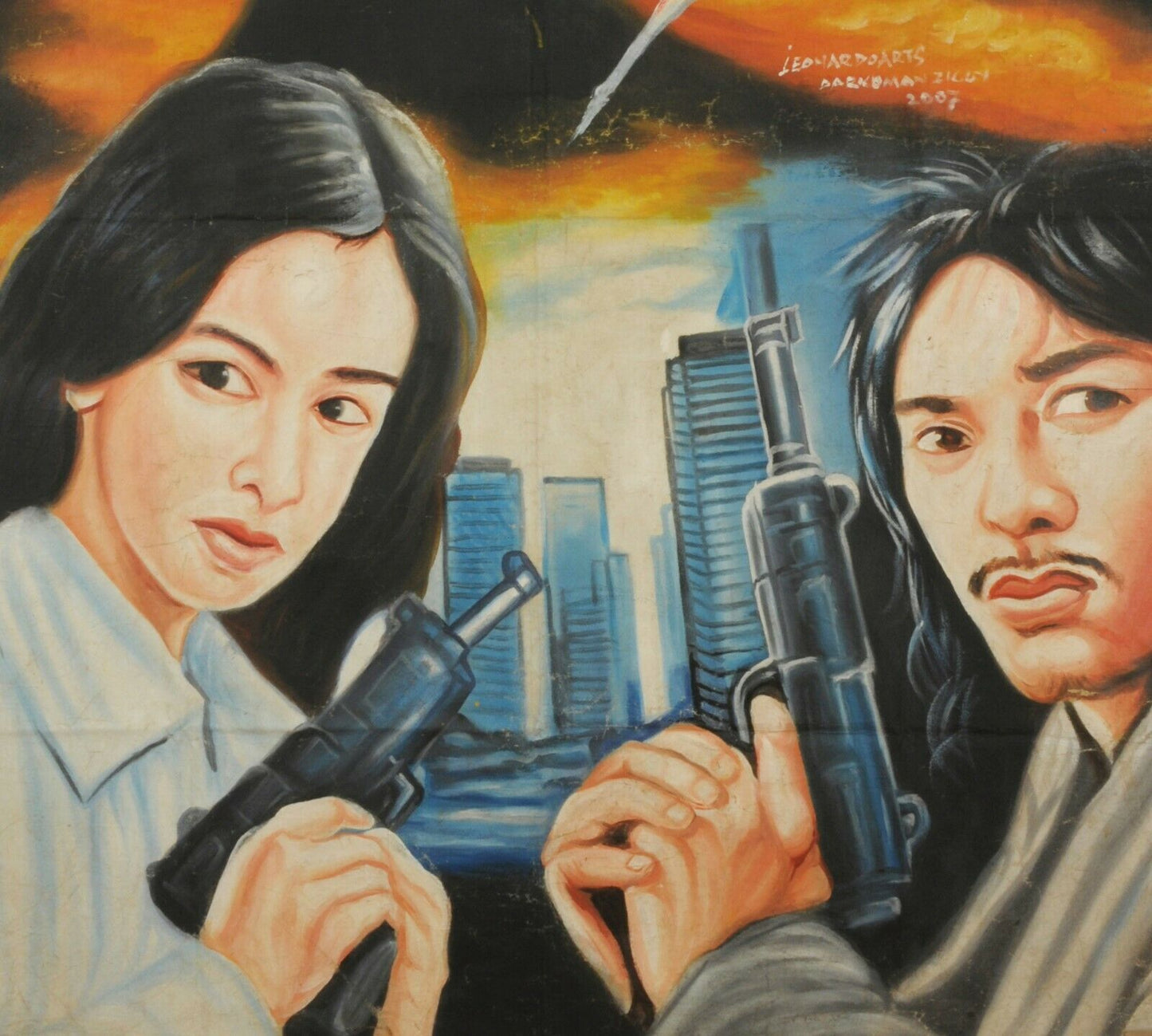New Killers In Town - Authentic Ghana Hand-Painted Movie Poster 61"X42" - alternate view