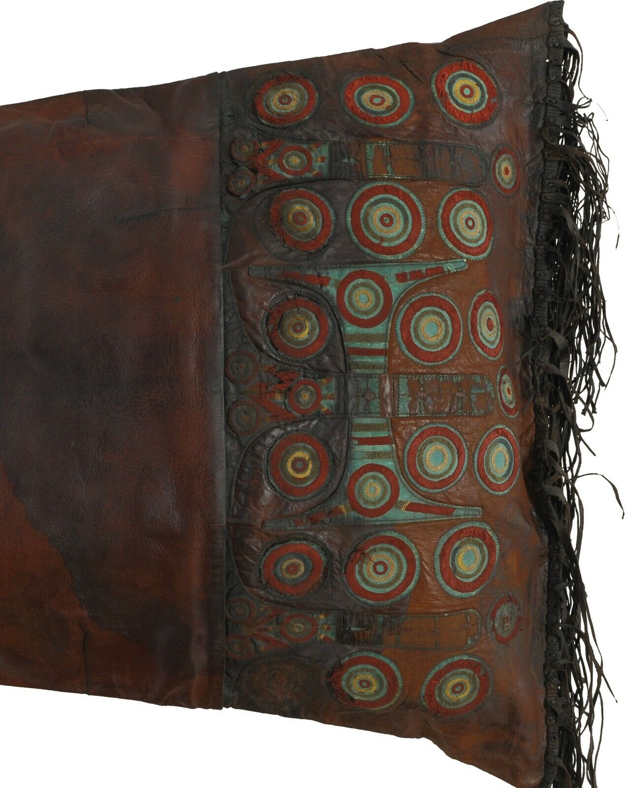 Old African Tuareg Leather Pillow Case Mali Niger Sahara Desert Bedouin Ethnic - cropped detail