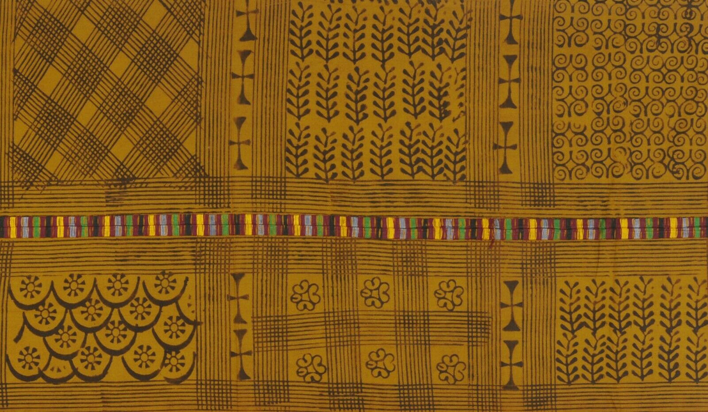 Vintage 1970s Hand stamped Adinkra cloth – woman’s size, Ghanaian