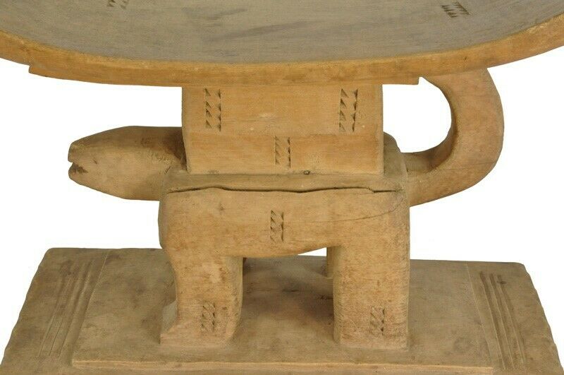 Antique Ashanti Stool Tribal Chief Ghana Wood African Akan Ethnic Handcarved - partial view