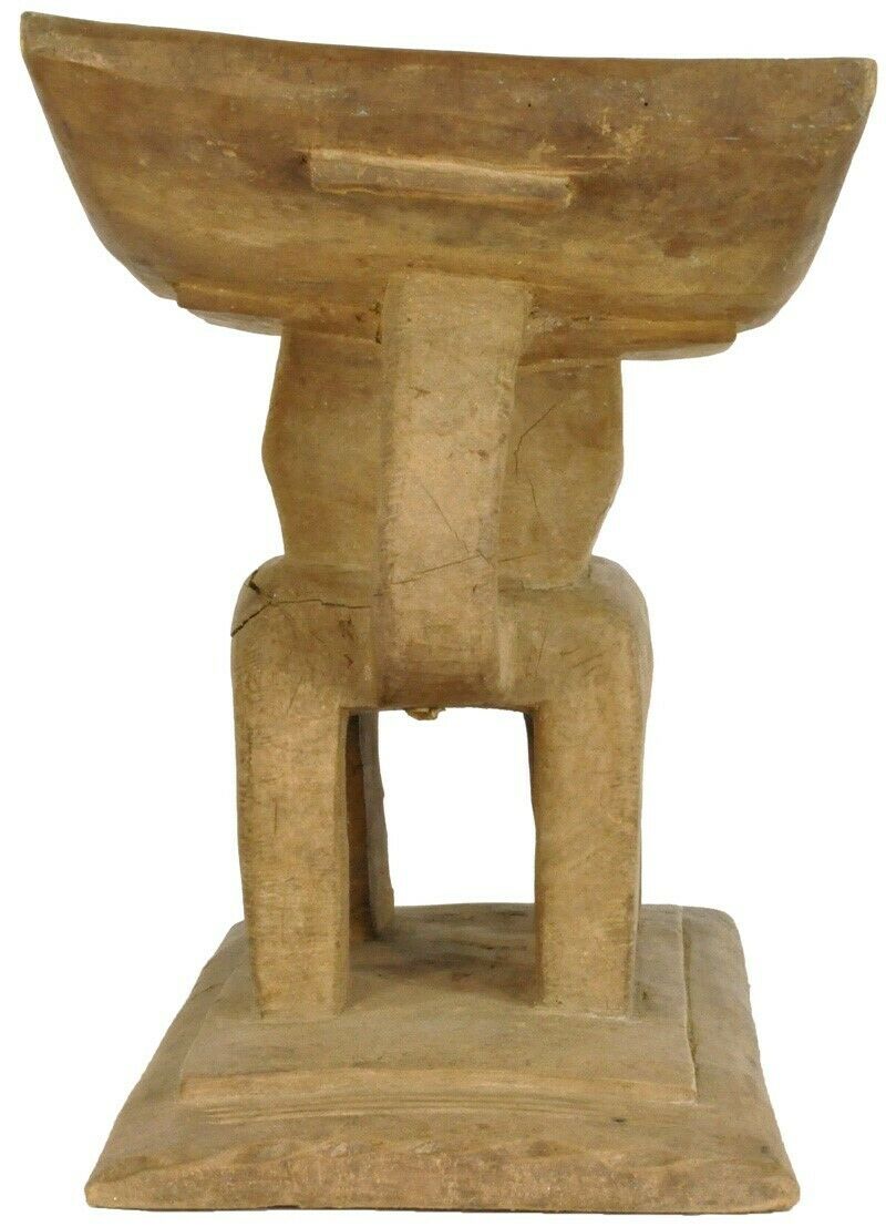 Antique Ashanti Stool Tribal Chief Ghana Wood African Akan Ethnic Handcarved - cropped detail