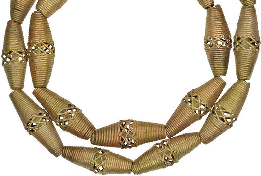 Large Handcrafted Ashanti Brass Beads - Authentic Ghanaian Artistry - alternate view