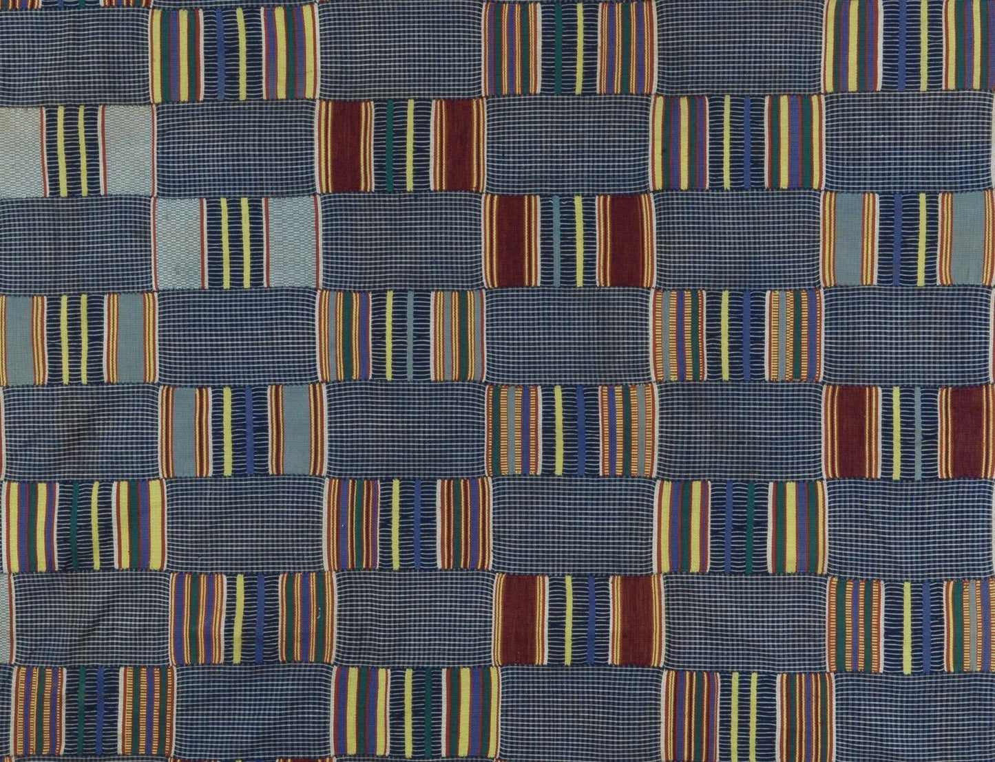 Old African Kente Ewe Ghana Hand Woven Cloth Textile Home Art Decor Guinea Fowl - alternate view