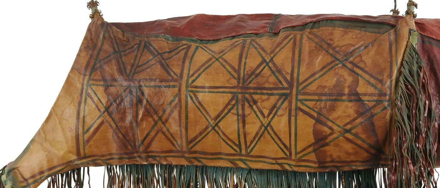 Camel Saddle Bag Old African Tuareg Leather Niger Mali Sahara Bedouin - close-up
