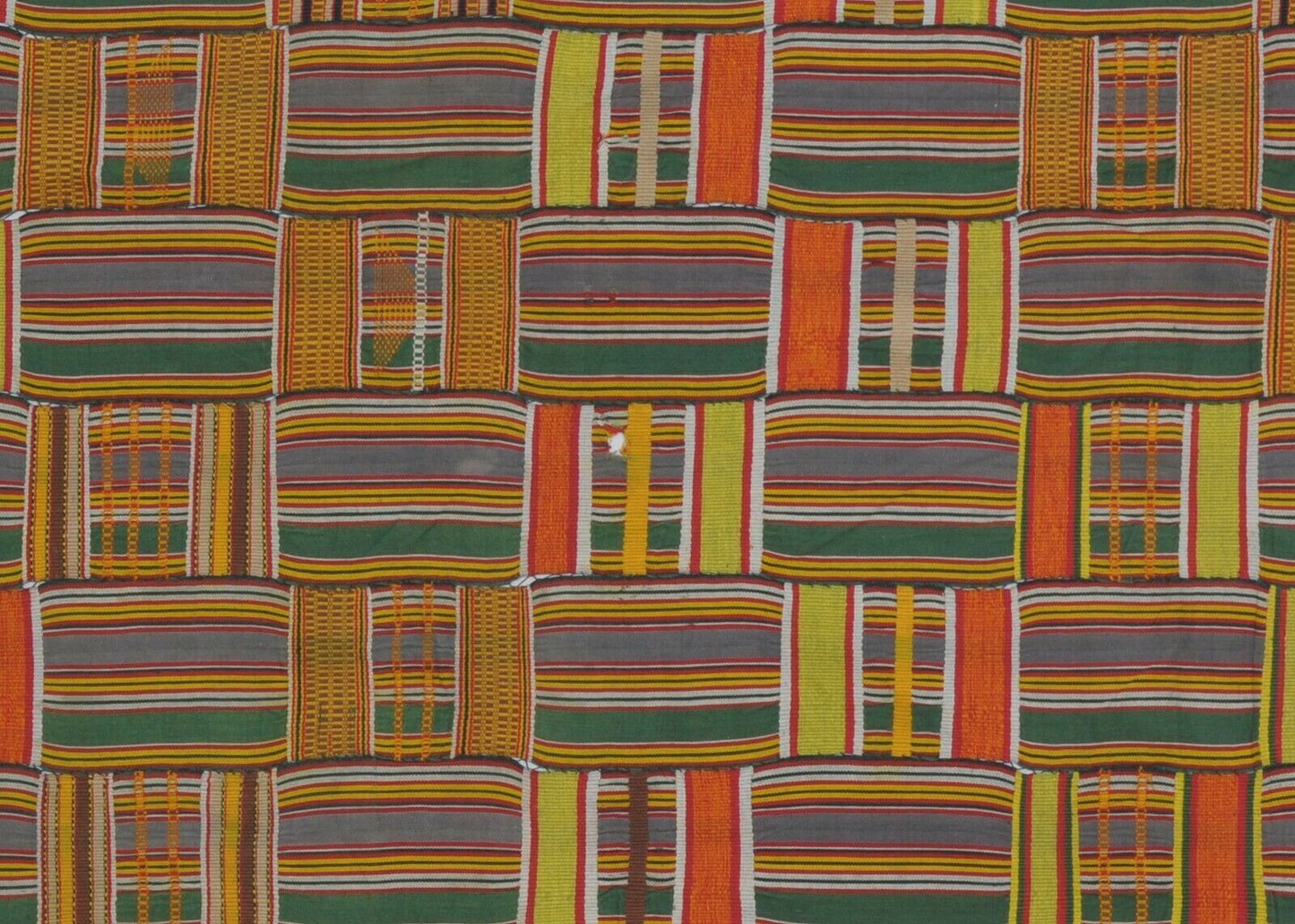 Vintage Mid‑1900s Handwoven Ewe Kente Cloth – Large Ghanaian Textile