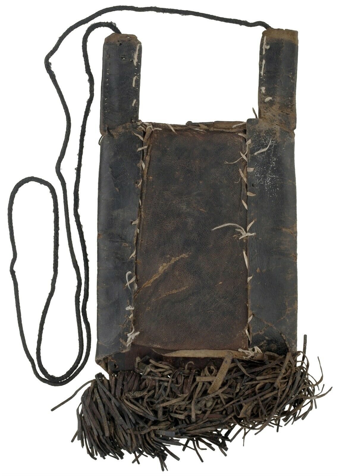 Old African Tuareg Purse Wallet Leather Sahara Niger Nigeria Mali Art - zoomed-in detail
