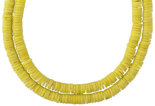 Old Bohemian Czech Yellow Disk Glass Trade Beads - African Spacers - alternate view