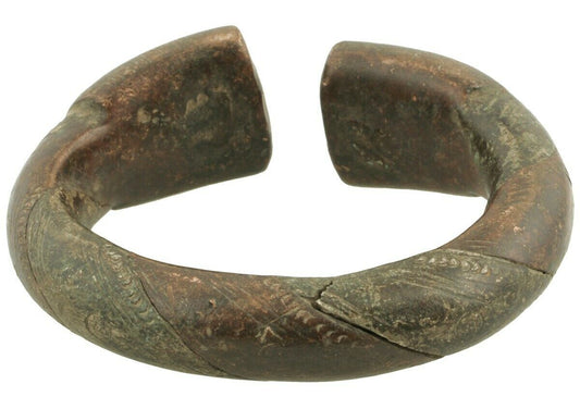 African Art Old Brass Copper Bracelet Currency Ghana / Fulani West Africa - alternate view