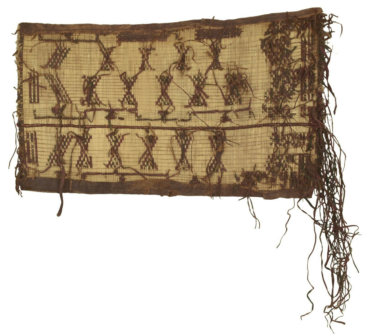 Authentic Tuareg Straw and Leather Mat – Nomad Ethnic Decor 82×46 cm