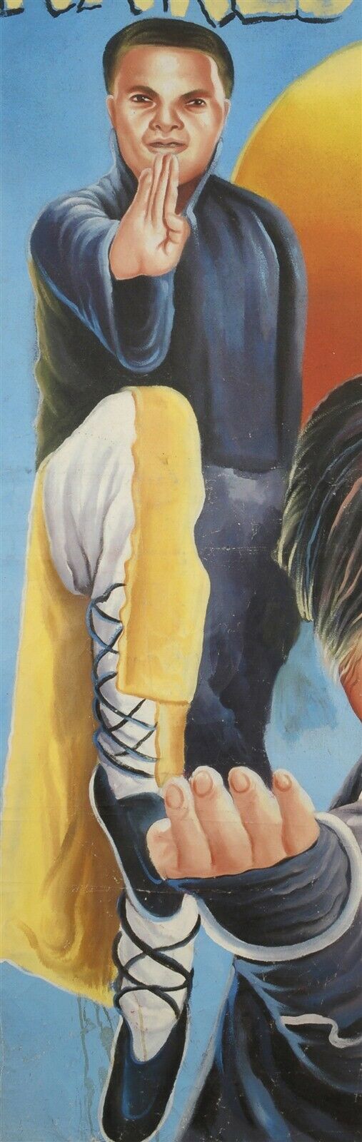 Authentic Naked Weapon Hand-Painted Ghanaian Movie Poster Art - close-up